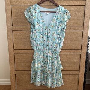 Yumi Kim Sky Blue Floral Ruffle Mini Dress